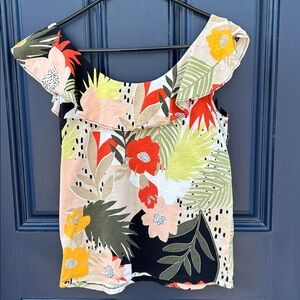 LOFT Paradise flutter sleeve top size small